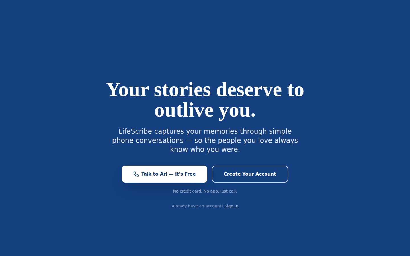 LifeScribe website and product experience